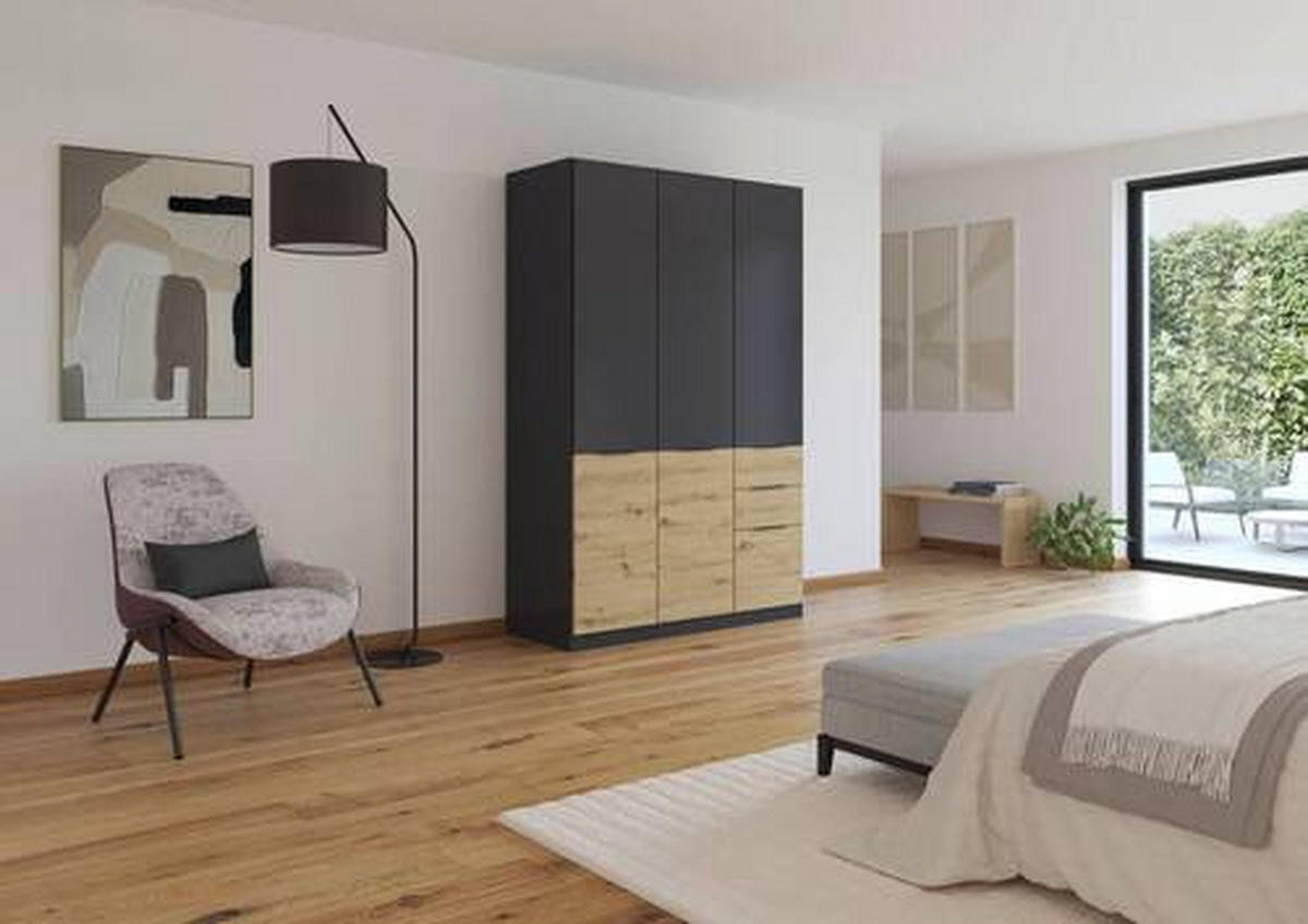 KLEIDERSCHRANK 136/210/54 cm 3-türig Grau, Eiche Artisan  - Eiche Artisan/Grau, KONVENTIONELL, Holzwerkstoff/Kunststoff (136/210/54cm) - James Wood
