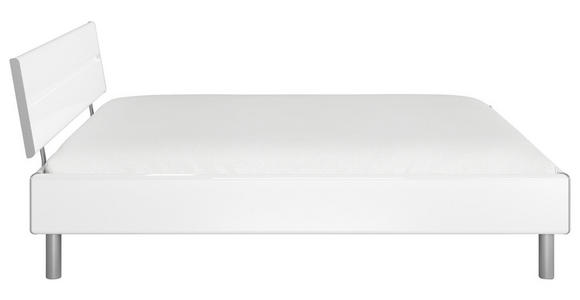 BETT 160/200 cm  in Weiß Hochglanz  - Weiß Hochglanz/Alufarben, Design, Holzwerkstoff/Metall (160/200cm) - Carryhome