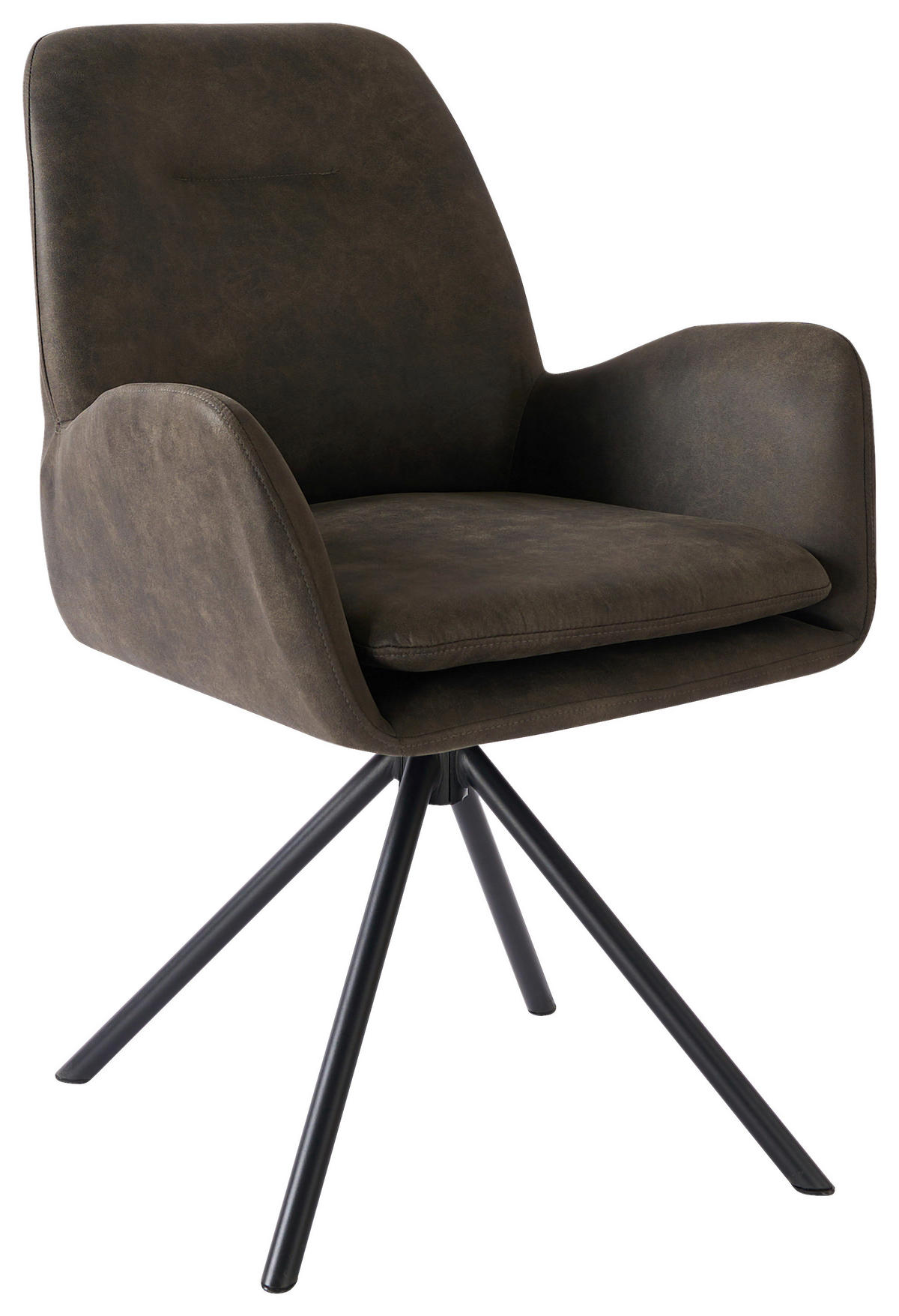 ARMLEHNSTUHL Eisen Webstoff  - Schwarz/Grau, Basics, Textil/Metall (60.5/88/62cm) - MID.YOU