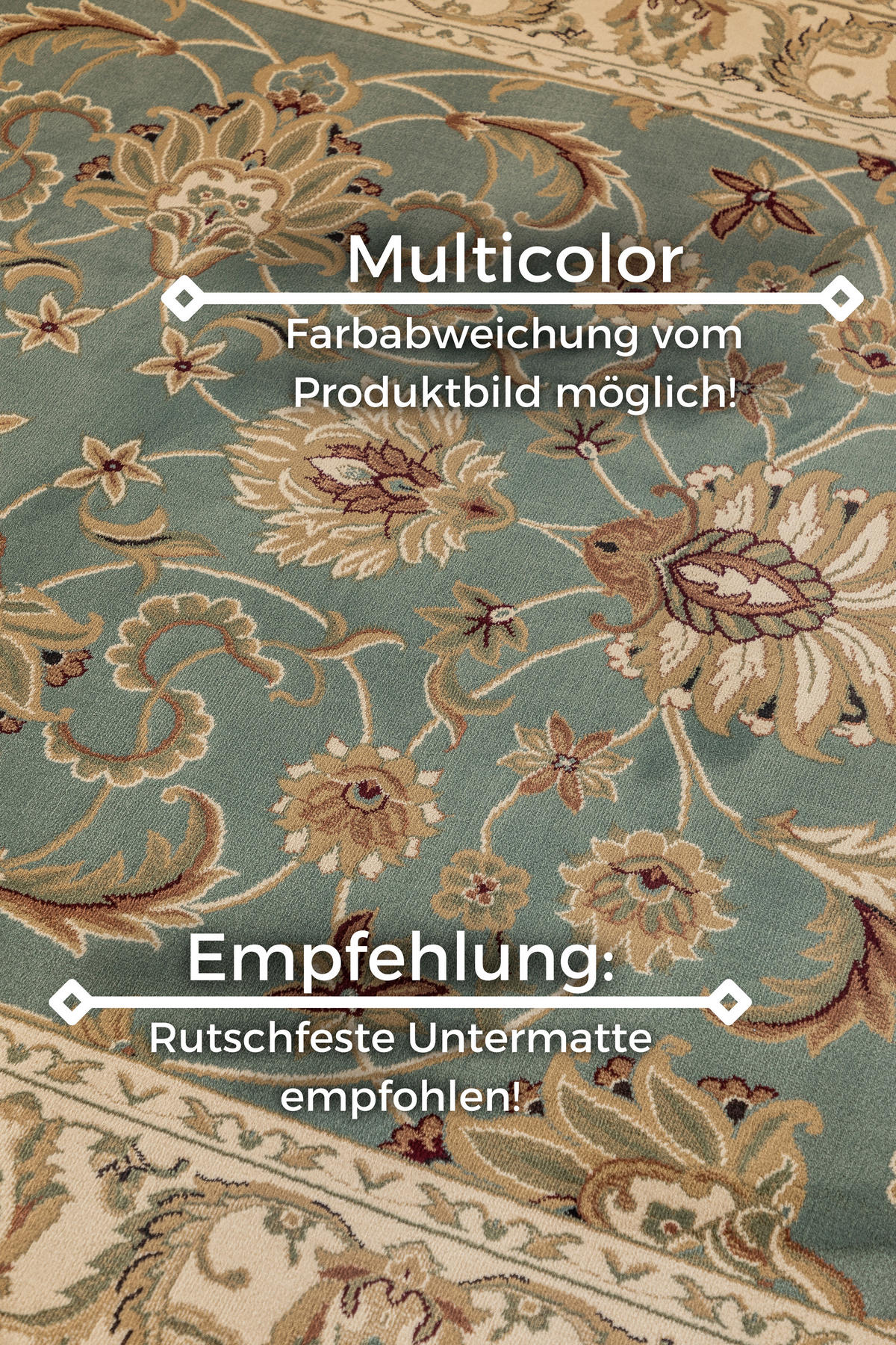 VINTAGE-TEPPICH 200/280 cm Herat Creme, Mintgrün  - Creme/Mintgrün, Basics, Kunststoff/Textil (200/280cm)