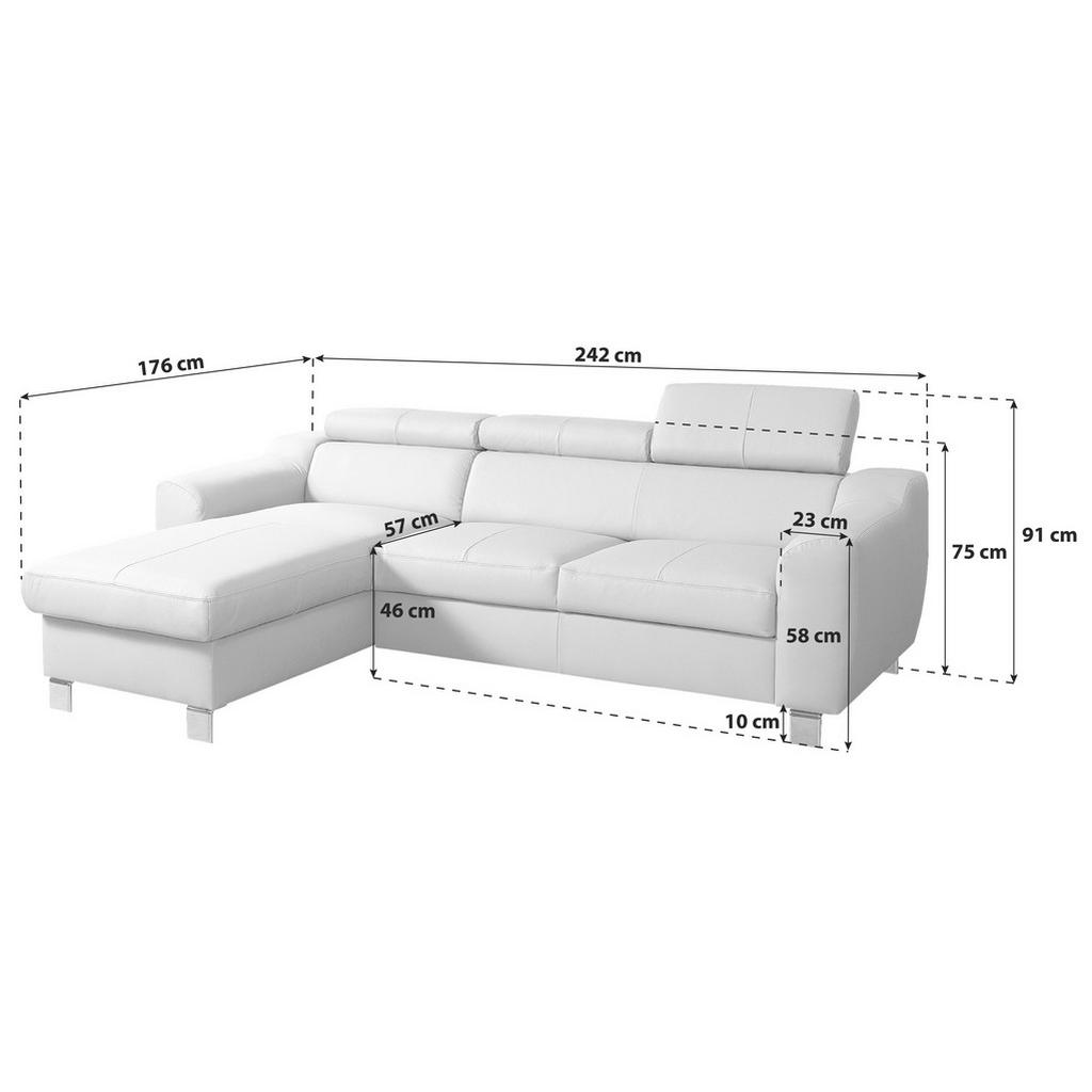 Thumbnail - Livetastic Ecksofa, Schwarz, Textil, Leder, Echtleder, Rindleder, 3-Sitzer, L-Form, 242x176 cm, Made in EU, Bettkasten e...