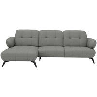 ECKSOFA Chenille Hellgrau  - Hellgrau/Schwarz, Modern, Textil/Metall (180/282cm) - Novel
