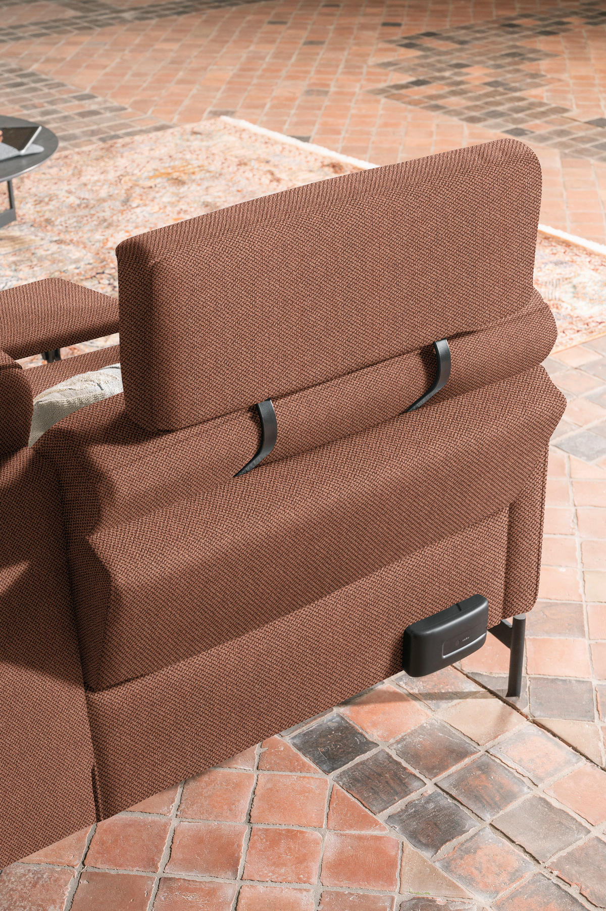 ECKSOFA Nova in Flachgewebe, Struktur Rostfarben  254/230 cm  - Rostfarben/Anthrazit, Design, Textil/Metall (254/230cm) - Johann Jakob