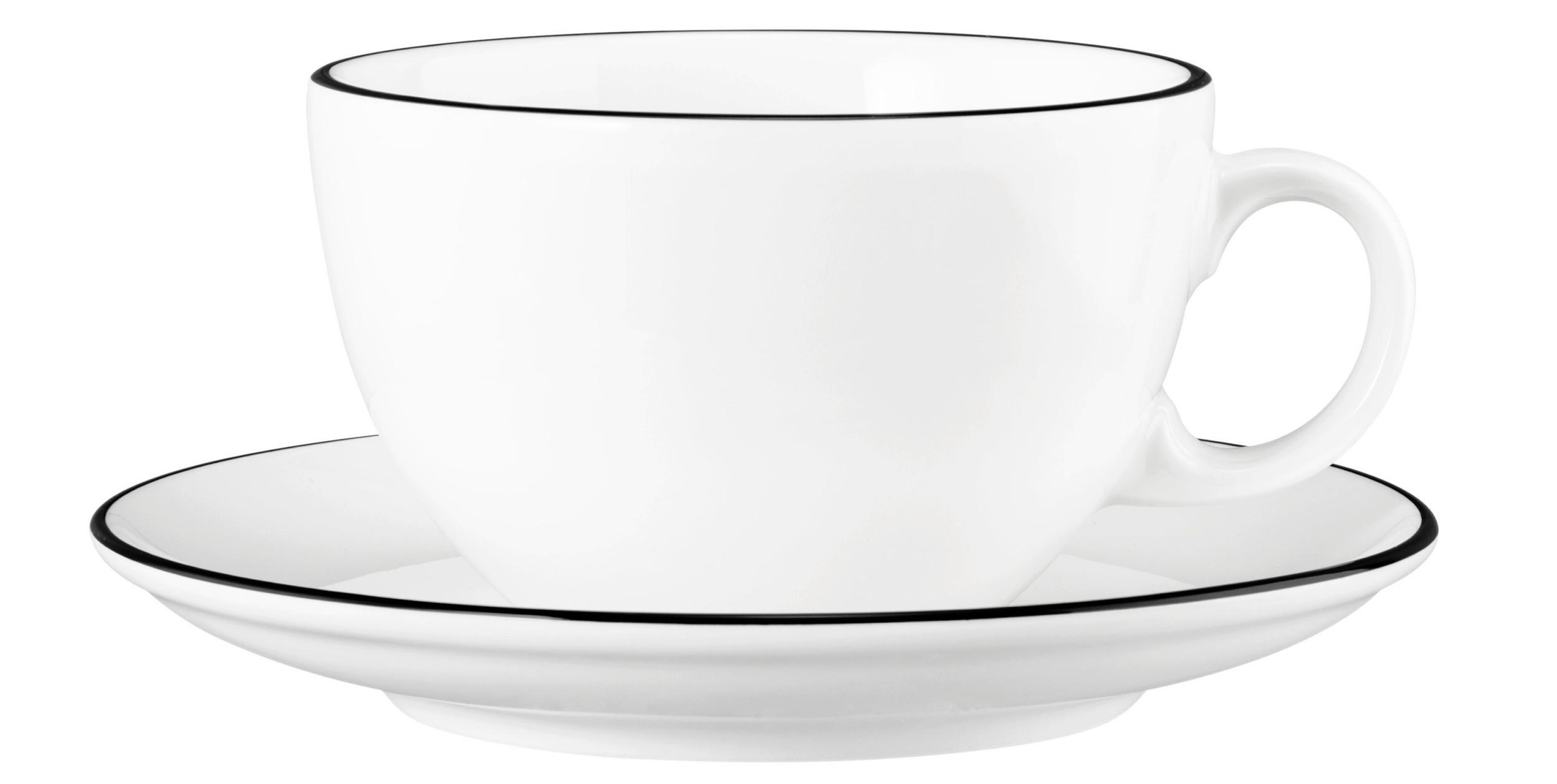 KAFFEETASSE MIT UNTERTASSE Modern Life Black line  - KONVENTIONELL, Keramik (0,37l) - Seltmann Weiden