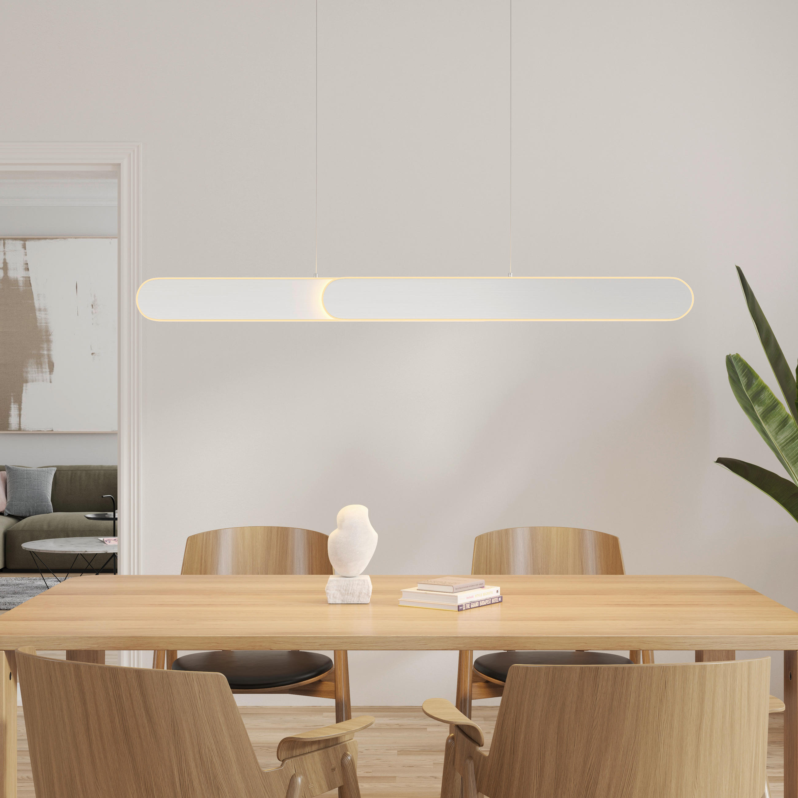 Thumbnail - Dieter Knoll Led-Hängeleuchte Otis Linear, Silber, Metall, Uni,Uni, länglich,länglich, 7.5x150x115 cm, RoHS, Europäische...