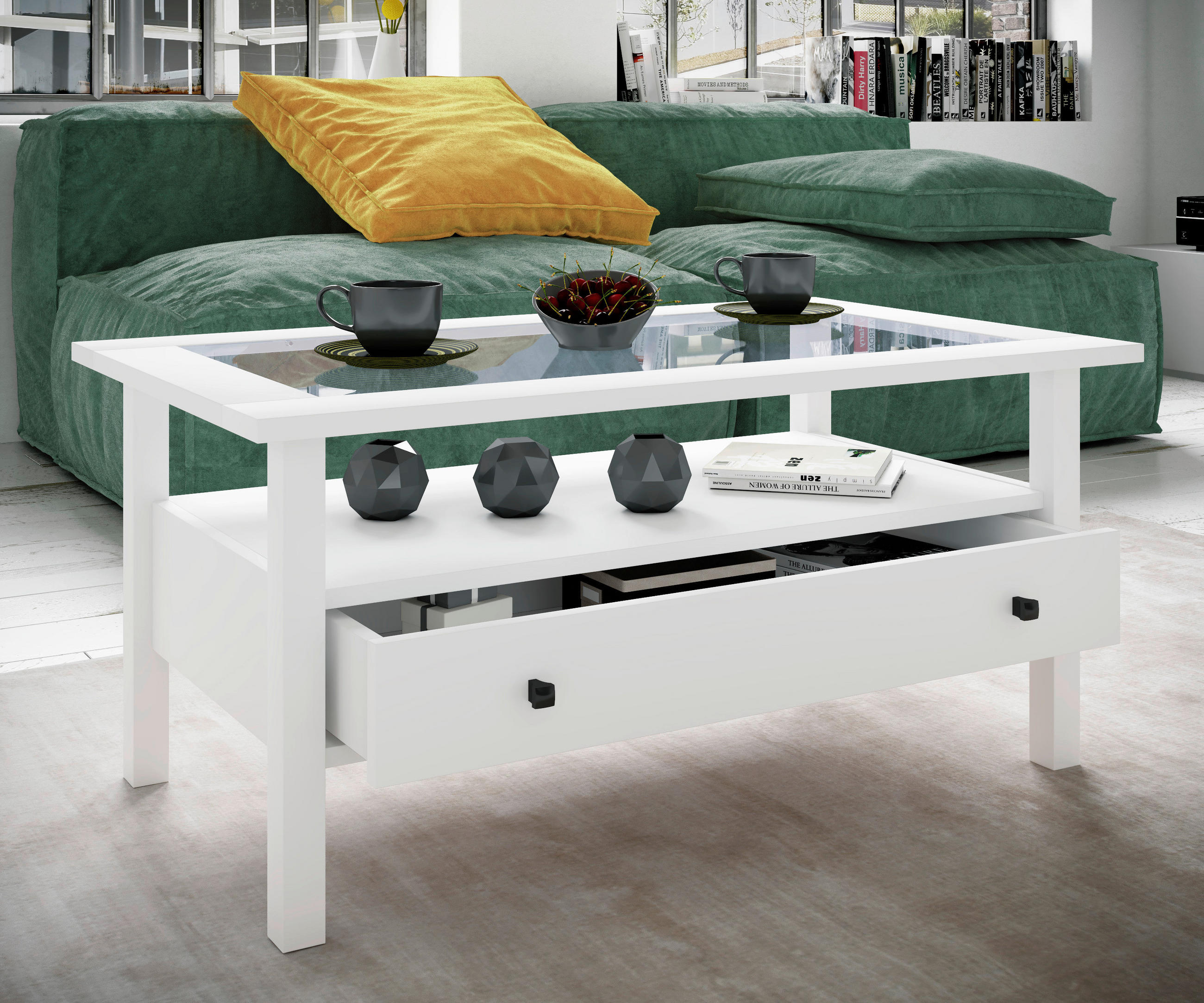 SOFFBORD i glas, trämaterial  - vit/svart, Lifestyle, trämaterial/glas (90/42/54cm) - MID.YOU