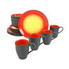 KOMBISERVICE Rot, Schwarz HOT RED 16-teilig 4 Personen  - Rot/Schwarz, Basics, Keramik - Creatable