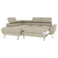 ECKSOFA Creme Struktur  - Silberfarben/Creme, KONVENTIONELL, Textil/Metall (207/268cm) - Carryhome