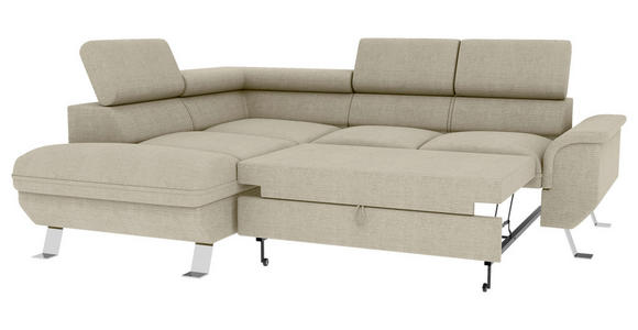 ECKSOFA Creme Struktur  - Silberfarben/Creme, KONVENTIONELL, Textil/Metall (207/268cm) - Carryhome