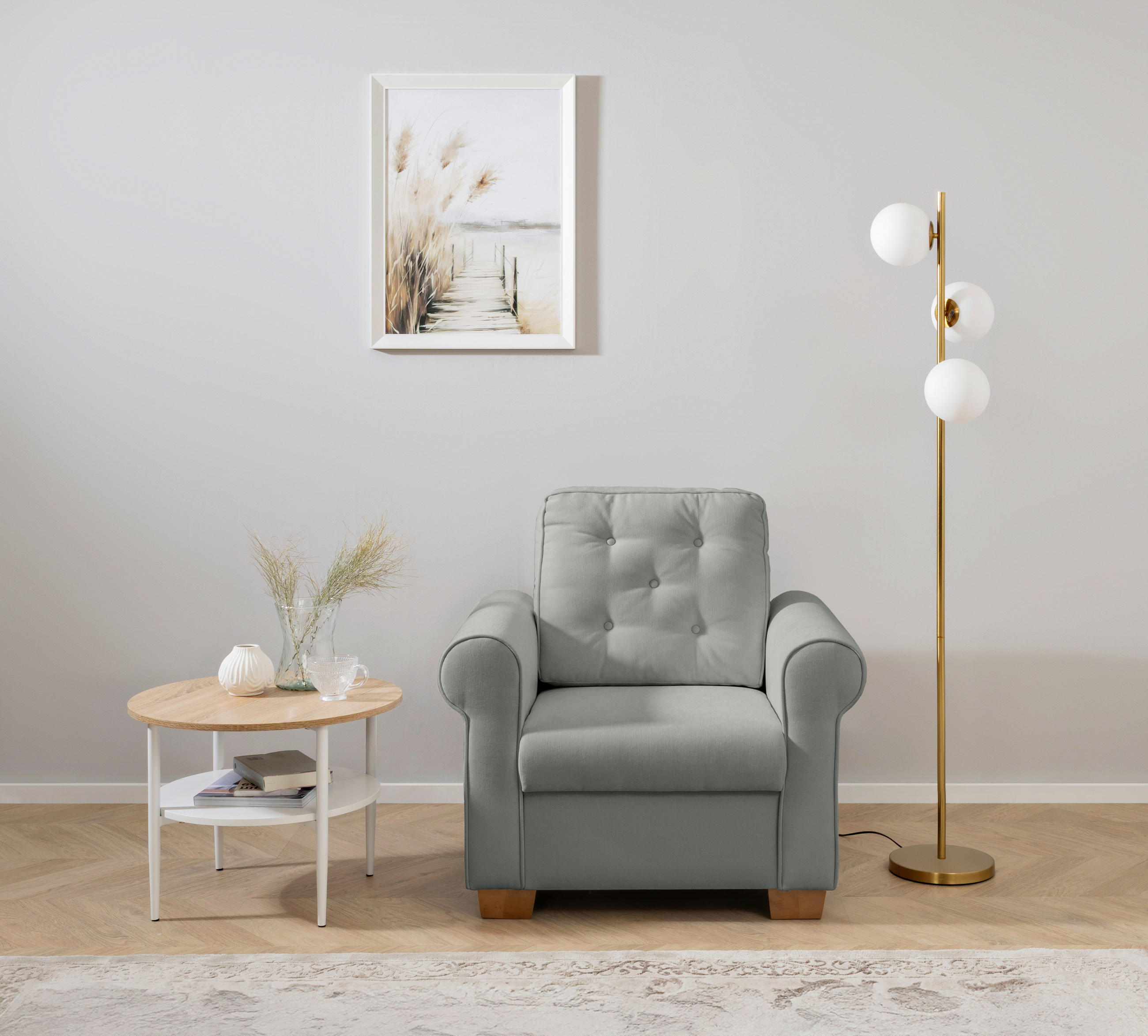 SESSEL in Dunkelgrau  - Dunkelgrau/Buchefarben, Design, Holz/Textil (93/89/82cm) - MID.YOU