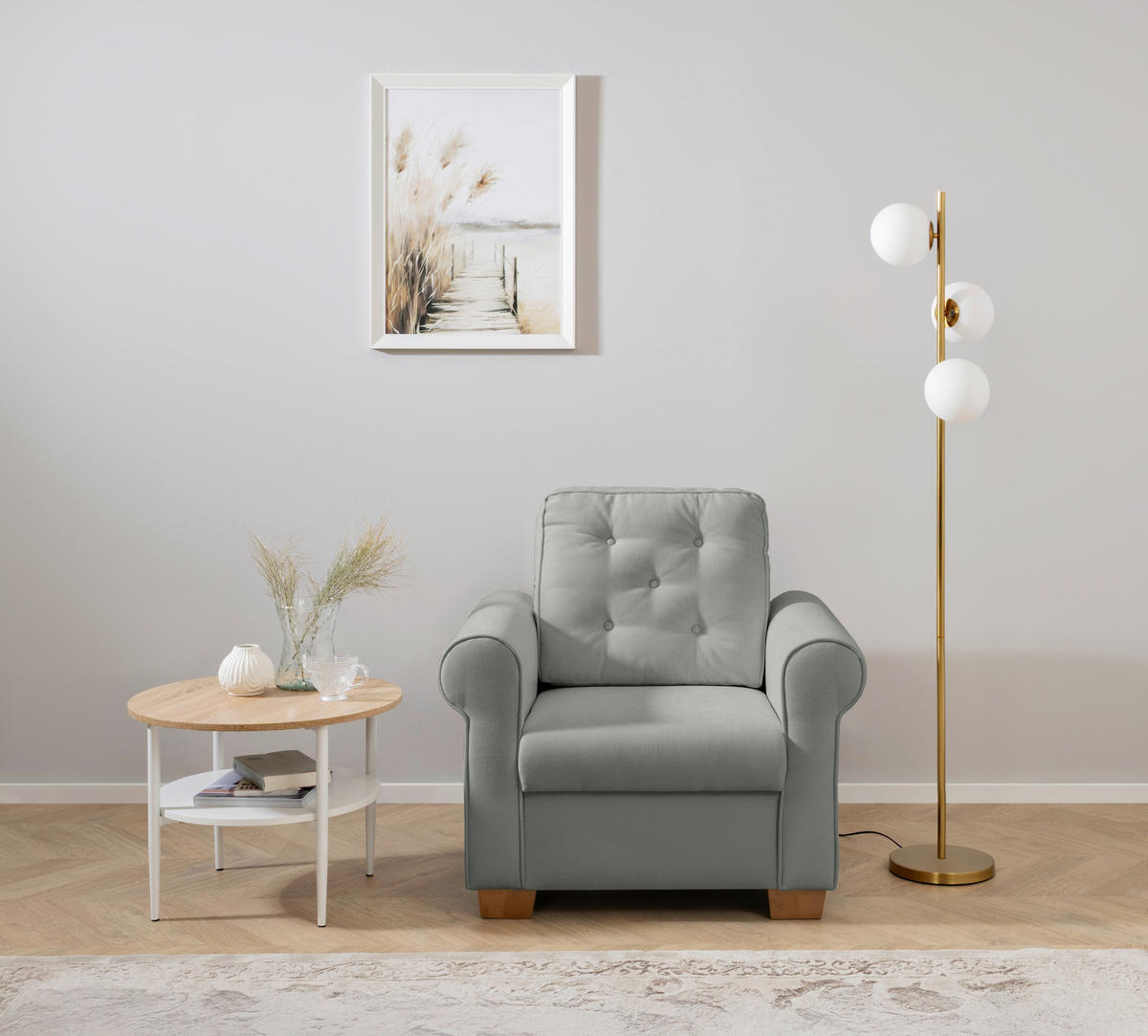 SESSEL in Dunkelgrau  - Dunkelgrau/Buchefarben, Design, Holz/Textil (93/89/82cm) - MID.YOU