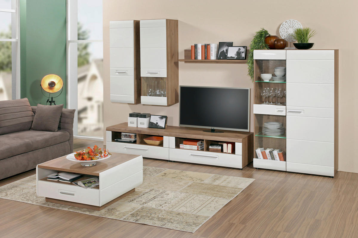 TV-ELEMENT bela, barve hrasta  - barve kroma/črna, Design, umetna masa/leseni material (110/41/49,5cm) - Xora