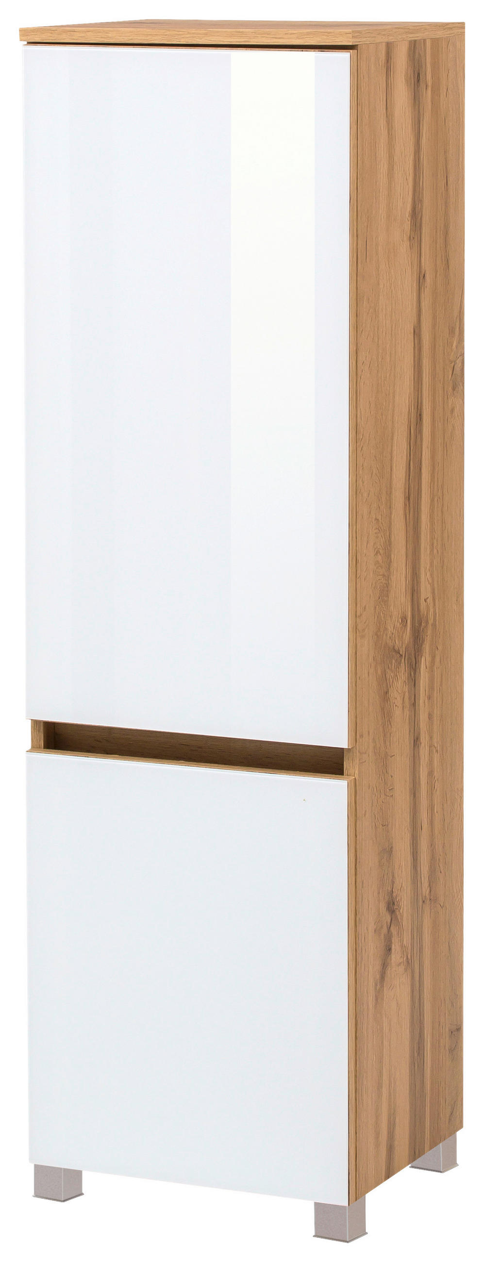 MIDISCHRANK 40/130/35 cm  - Eichefarben/Silberfarben, KONVENTIONELL, Glas/Holzwerkstoff (40/130/35cm) - Held