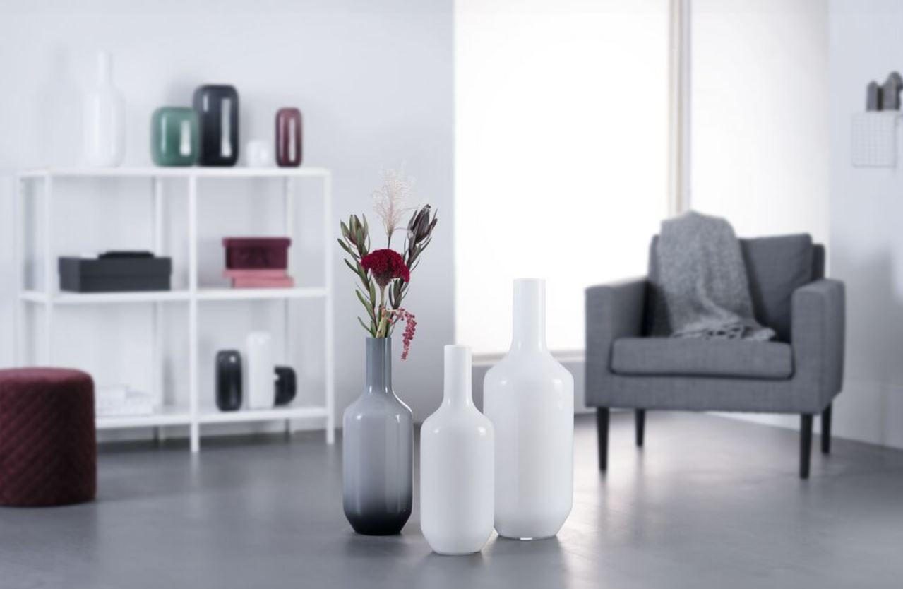 VÁZA, sklo, 50 cm - bílá, Basics, sklo (50cm) - Leonardo