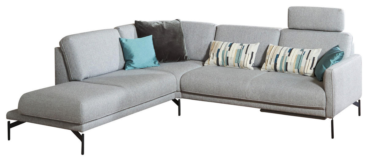 ECKSOFA  Flachgewebe Blaugrau  - Anthrazit/Blaugrau, Design, Textil/Metall (229/253cm) - Johann Jakob