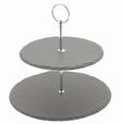 ETAGERE 2-stöckig - Chromfarben/Schwarz, Basics, Stein/Metall (25/25cm) - Ambia Home