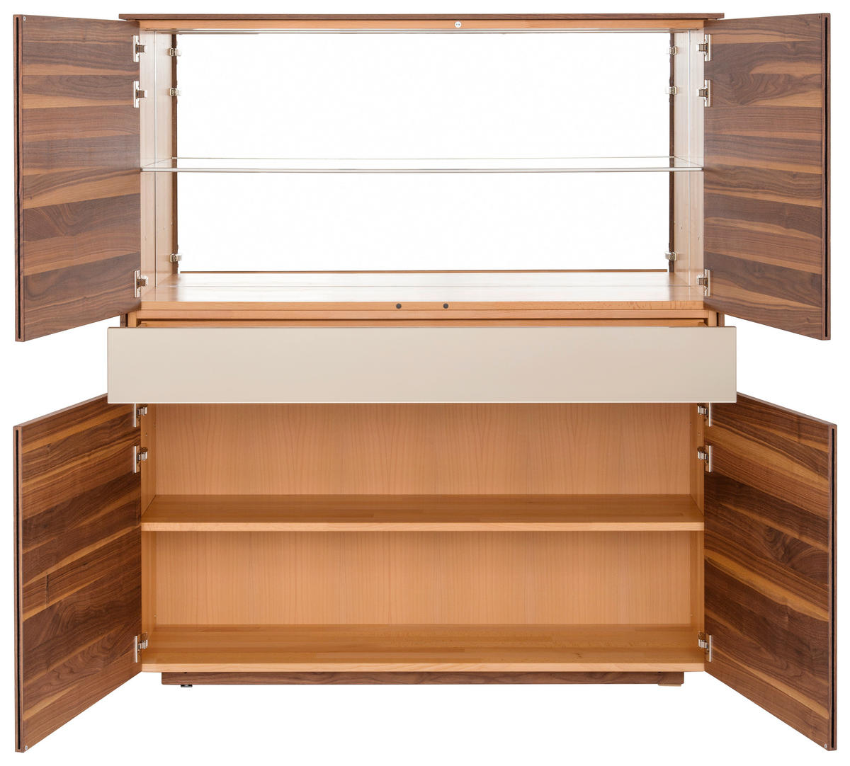 HIGHBOARD  in 132,9/150,2/41,8 cm  - Nussbaumfarben/Bronzefarben, Design, Glas/Holz (132,9/150,2/41,8cm) - TEAM 7