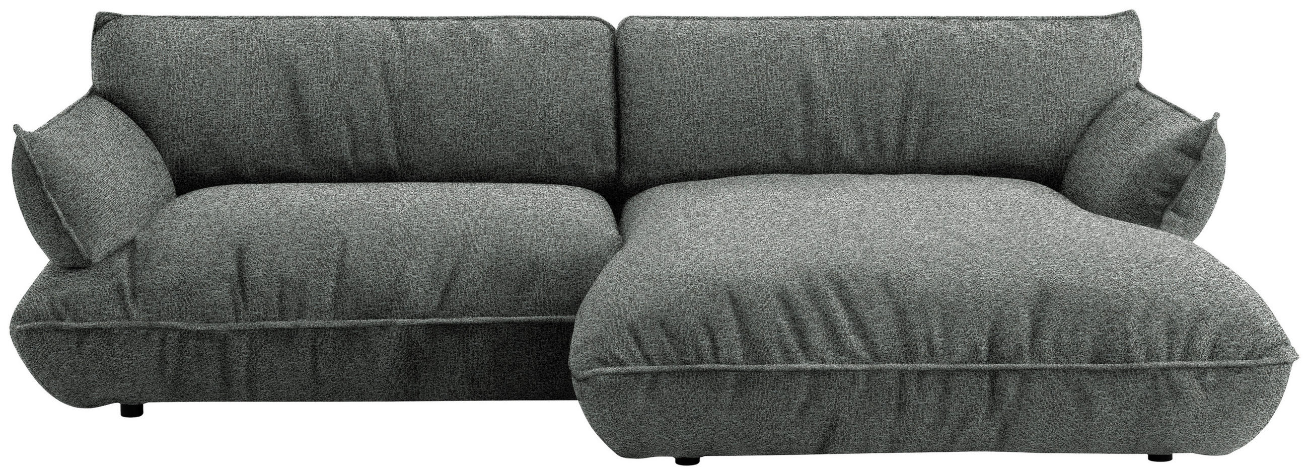 ECKSOFA  in Flachgewebe Dunkelgrau  264/185 cm  - Dunkelgrau/Schwarz, Design, Kunststoff/Textil (264/185cm) - Belluti