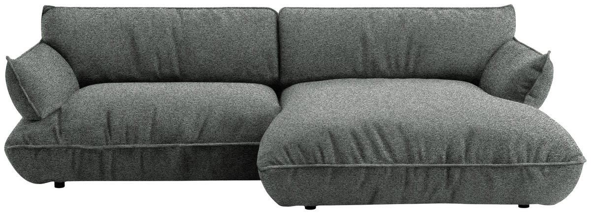 ECKSOFA  in Flachgewebe Dunkelgrau  264/185 cm  - Dunkelgrau/Schwarz, Design, Kunststoff/Textil (264/185cm) - Belluti