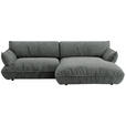 ECKSOFA  in Flachgewebe Dunkelgrau  264/185 cm  - Dunkelgrau/Schwarz, Design, Kunststoff/Textil (264/185cm) - Belluti