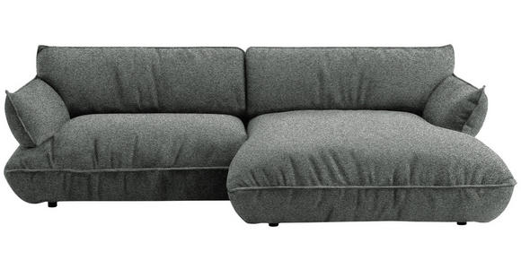 ECKSOFA  in Flachgewebe Dunkelgrau  264/185 cm  - Dunkelgrau/Schwarz, Design, Kunststoff/Textil (264/185cm) - Belluti