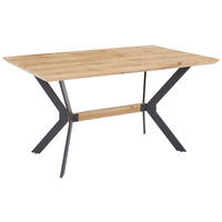 ESSTISCH rechteckig Schwarz, Eichefarben  - Eichefarben/Schwarz, MODERN, Holzwerkstoff/Metall (140/90/76cm) - MID.YOU
