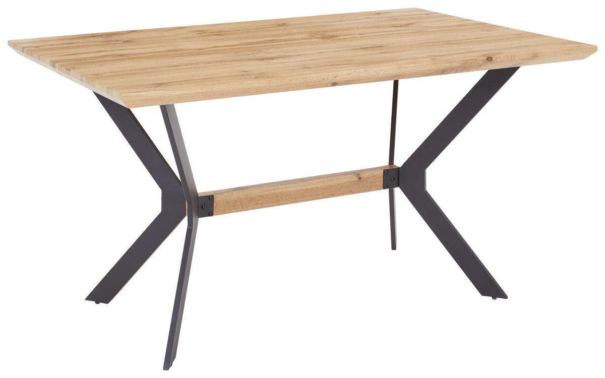 ESSTISCH rechteckig Schwarz, Eichefarben  - Eichefarben/Schwarz, MODERN, Holzwerkstoff/Metall (140/90/76cm) - MID.YOU