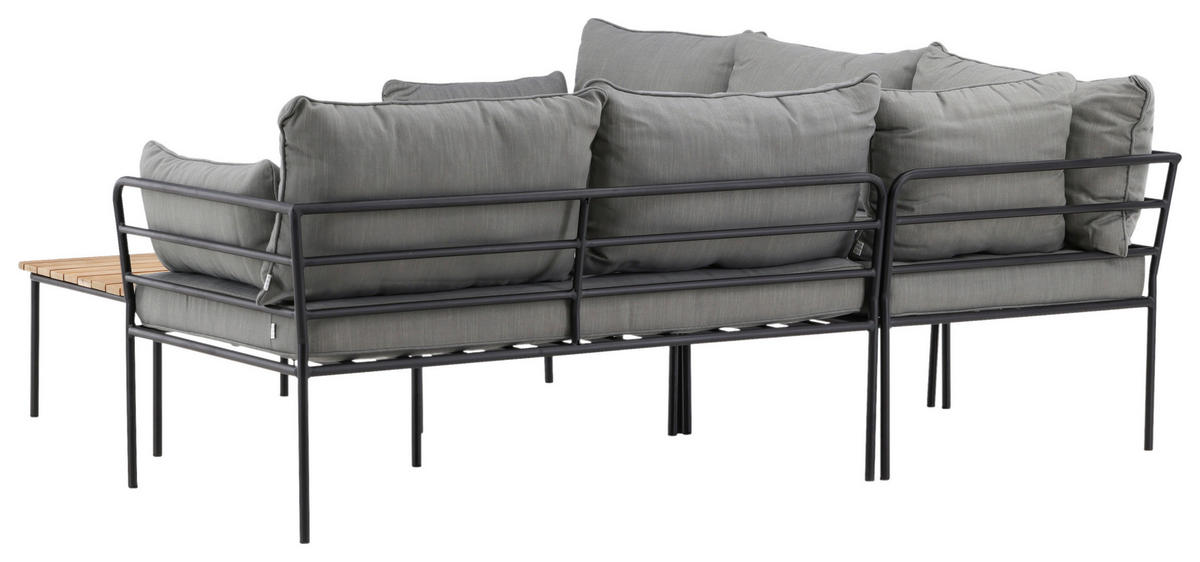 LOUNGEGARNITUR Akazie Stahl  - Schwarz/Grau, KONVENTIONELL, Holz/Metall - Gardenson