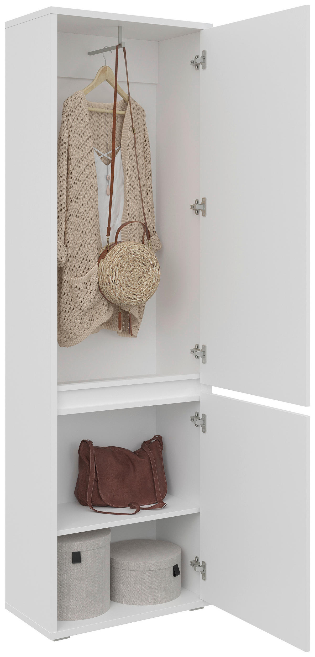 GARDEROBENSCHRANK Liv  in 60/195/33,8 cm  - Silberfarben/Weiß, KONVENTIONELL, Holzwerkstoff (60/195/33,8cm) - Xora