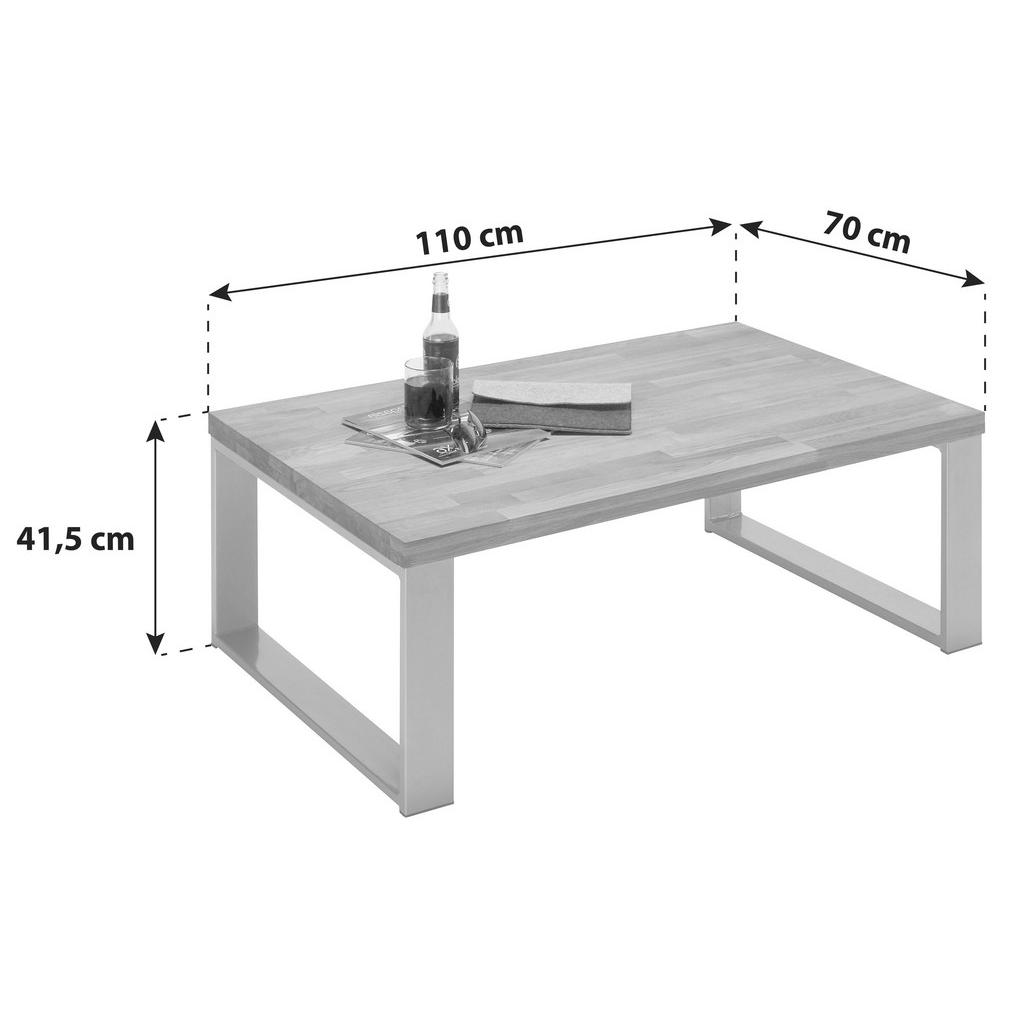 Thumbnail - Mid.you Couchtisch, Eiche, Metall, Holz, Eiche, massiv, rechteckig, Kufe, 70x41.5x110 cm, Wohnzimmer, Wohnzimmertische, ...