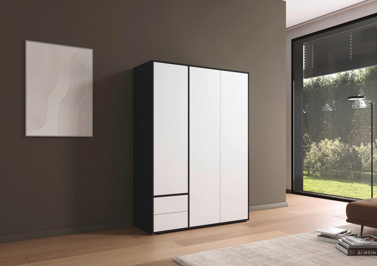 DREHTÜRENSCHRANK in Grau, Weiss  - Weiss/Grau, Modern, Holzwerkstoff (140/194/53cm) - Rauch Möbel