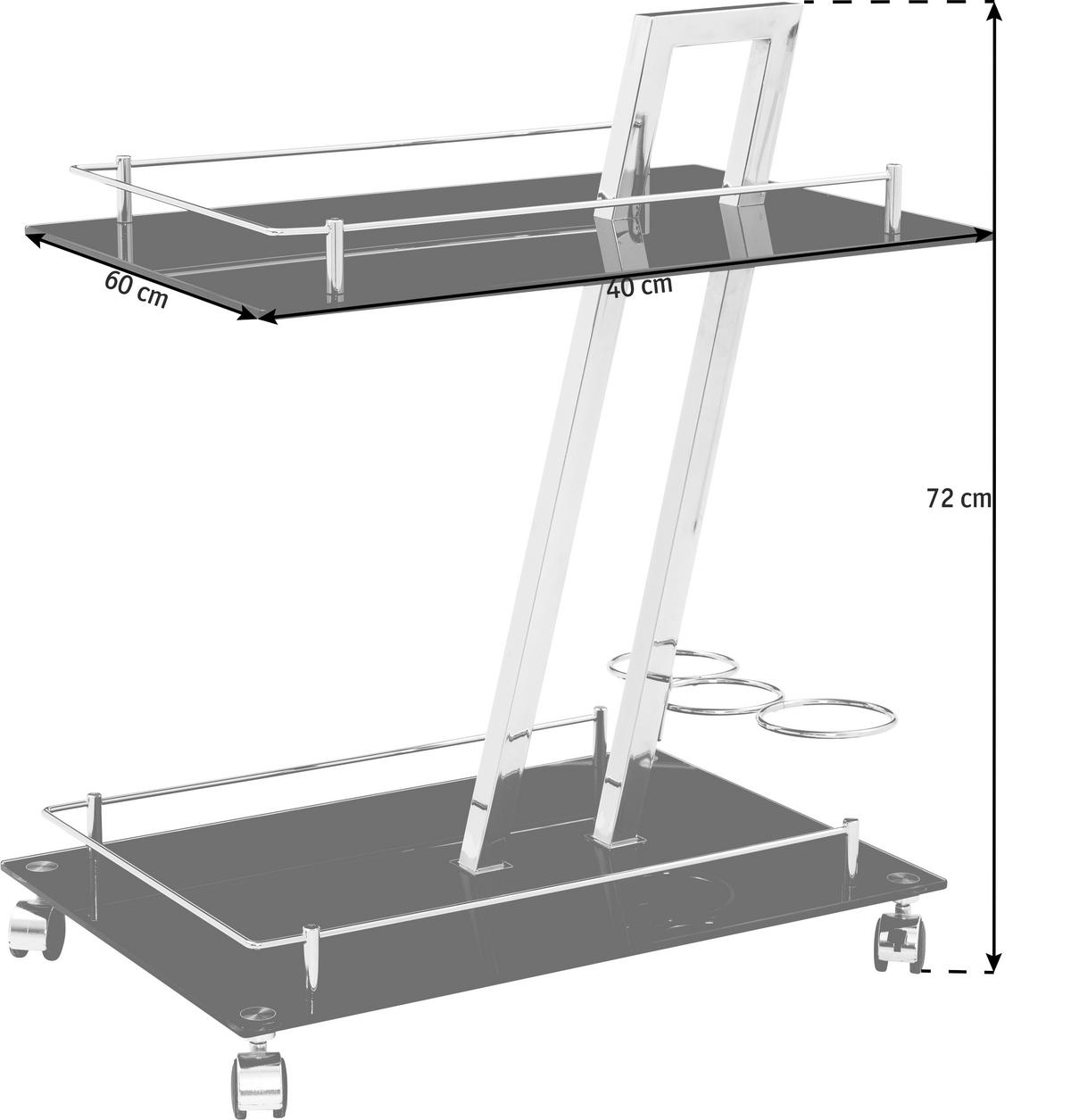 SERVIERWAGEN in Schwarz  - Schwarz, Design, Glas/Kunststoff (40/72/60cm)
