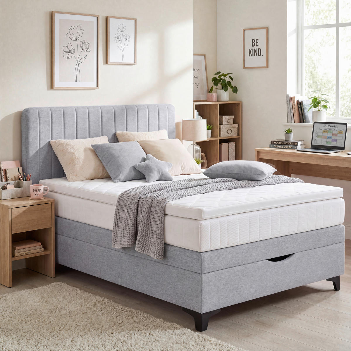 BOXSPRINGBETT 120/200 cm  Grau  - Schwarz/Grau, Konventionell, Holzwerkstoff/Kunststoff (120/200cm) - Welnova
