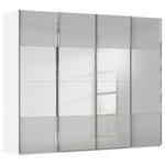 SCHWEBETÜRENSCHRANK  in Weiß, Seidengrau  - Chromfarben/Seidengrau, Design, Glas/Holzwerkstoff (271/235/68cm) - Novel