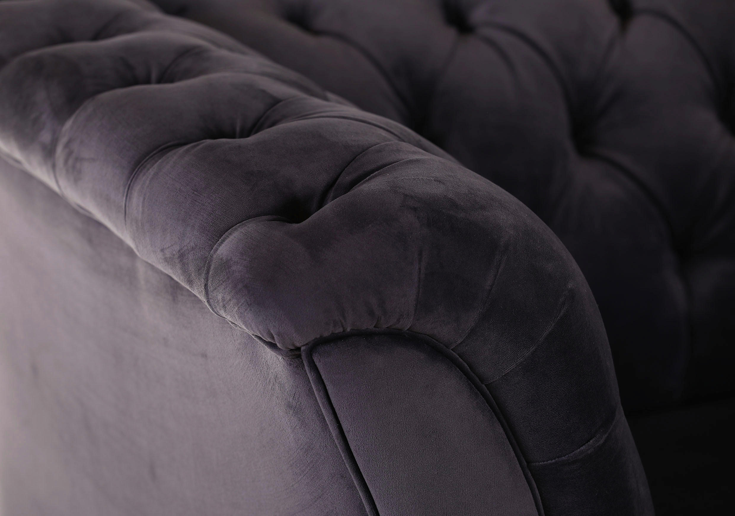CHESTERFIELD-SOFA in Flachgewebe Grün - Schwarz/Grün, LIFESTYLE, Textil/Metall (220/80/100cm) - Landscape