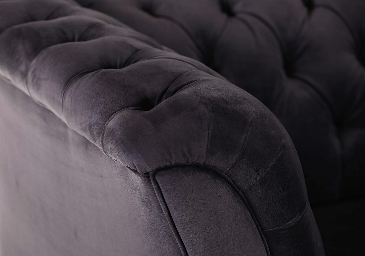 CHESTERFIELD-SOFA in Flachgewebe Grün  - Schwarz/Grün, LIFESTYLE, Textil/Metall (220/80/100cm) - Landscape