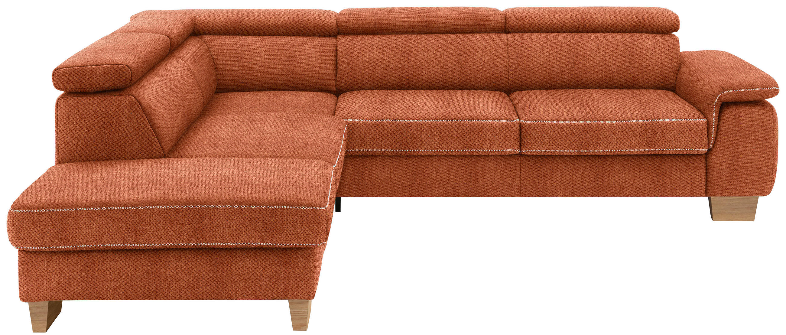 ECKSOFA in Mikrofaser Terracotta  226/273 cm  - Eichefarben/Beige, Natur, Holz/Textil (226/273cm) - Beldomo System