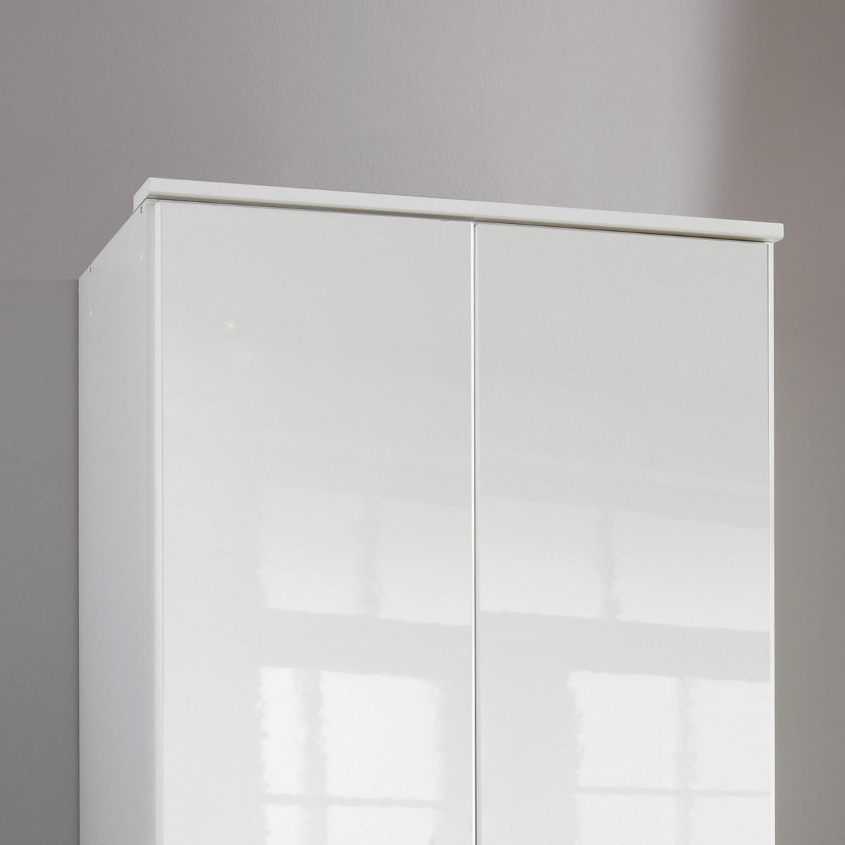 KLEIDERSCHRANK  in Weiß, Weiß Hochglanz  - Chromfarben/Weiß Hochglanz, Basics, Holzwerkstoff (91/199/58cm) - MID.YOU