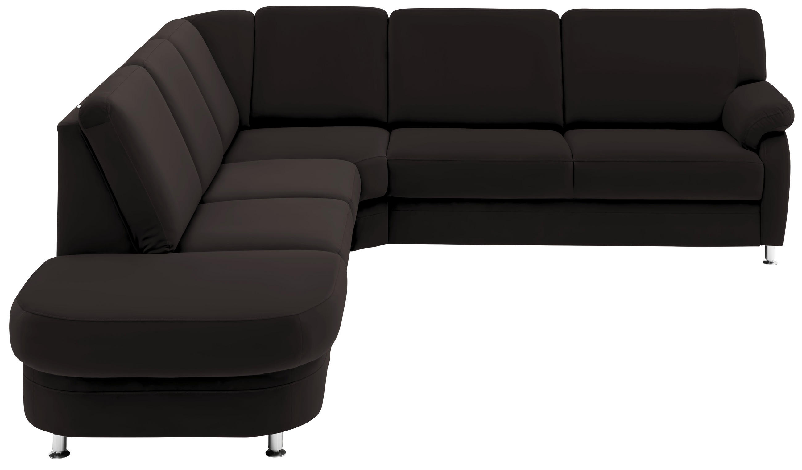 ECKSOFA in Flachgewebe Dunkelbraun  - Dunkelbraun/Alufarben, Konventionell, Textil/Metall (287/269cm) - Beldomo System