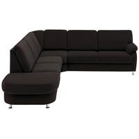 ECKSOFA in Flachgewebe Dunkelbraun  - Dunkelbraun/Alufarben, Konventionell, Textil/Metall (287/269cm) - Beldomo System