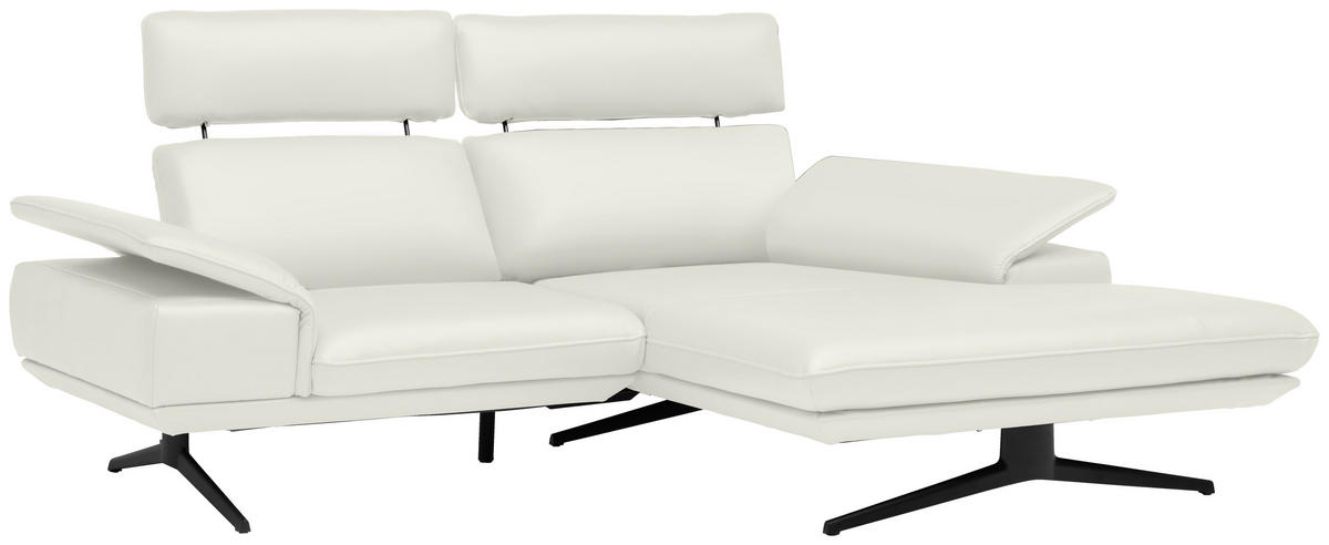 ECKSOFA in Echtleder Weiss  - Weiss/Beige, Design, Leder/Metall (239/150cm) - Koinor