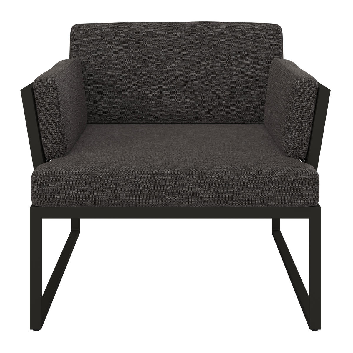 GARTENSESSEL Edelstahl Anthrazit, Schwarz  - Anthrazit/Schwarz, Design, Textil/Metall (83/76/83cm) - Amatio