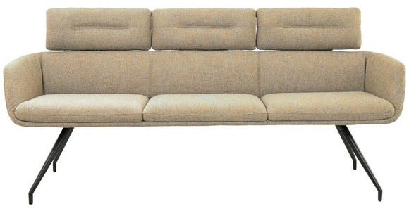 SITZBANK 200/91/70 cm Webstoff Schwarz, Graubraun  - Graubraun/Schwarz, Design, Textil/Metall (200/91/70cm) - Dieter Knoll