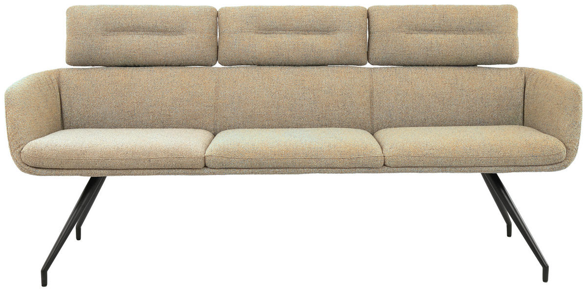 SITZBANK 200/91/70 cm Webstoff Schwarz, Graubraun  - Graubraun/Schwarz, Design, Textil/Metall (200/91/70cm) - Dieter Knoll