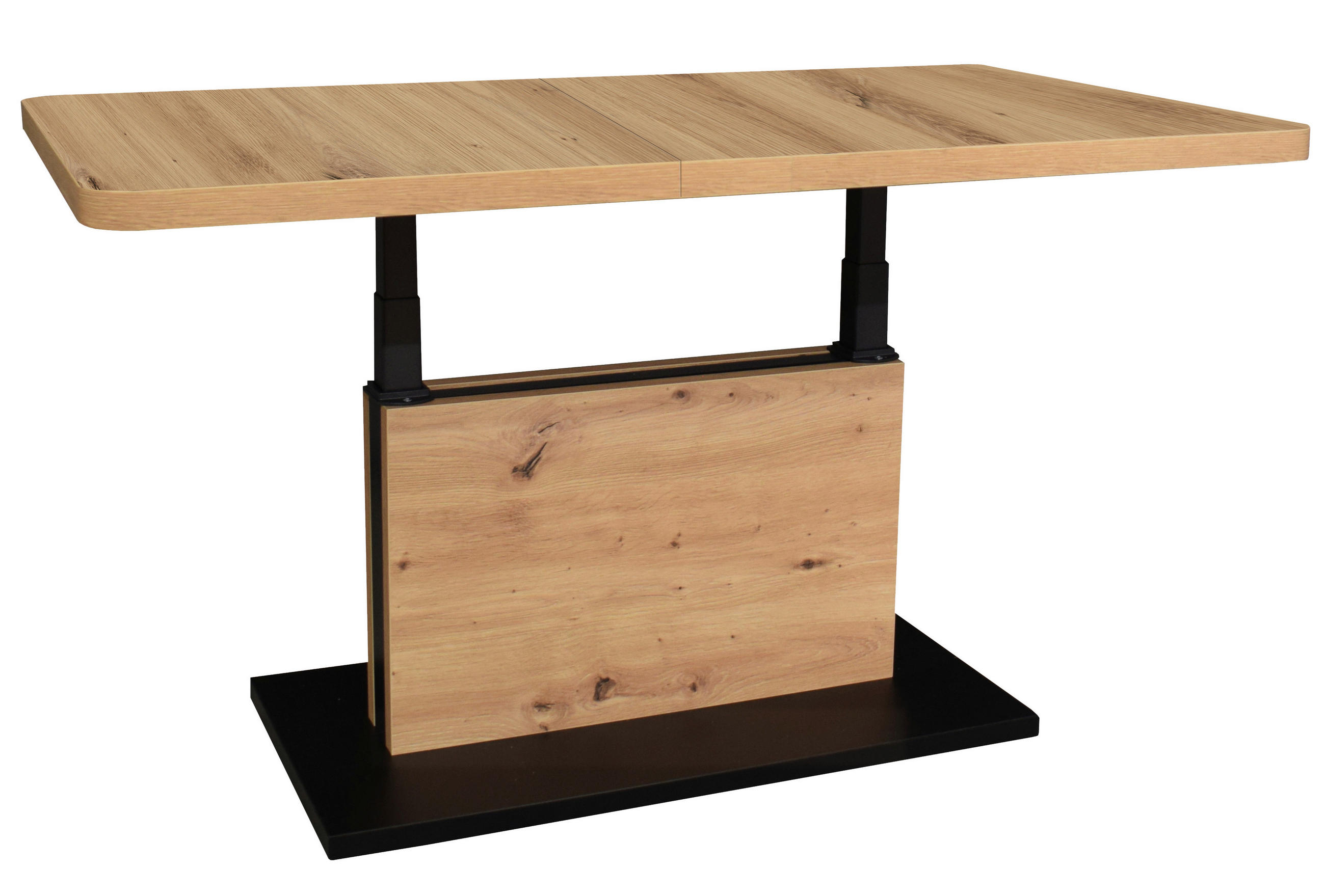 COUCHTISCH in Metall, Holzwerkstoff 120-160/70/56-75 cm  - Schwarz/Eiche Artisan, Design, Holzwerkstoff/Kunststoff (120-160/70/56-75cm) - Stylife