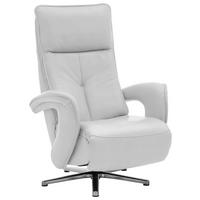 RELAXSESSEL in Leder Weiss  - Weiss/Edelstahlfarben, Design, Leder/Metall (77/110/87cm) - Valdera
