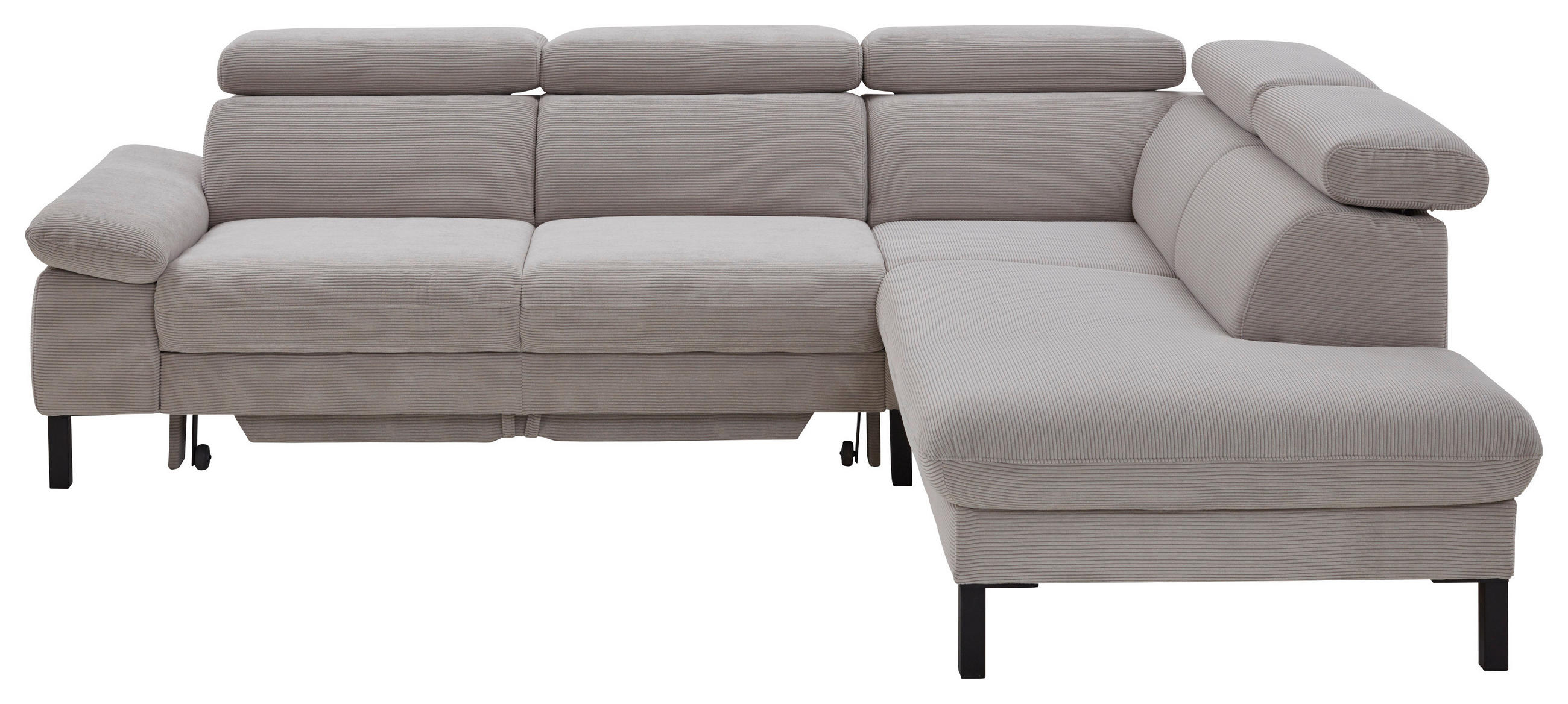 ECKSOFA inkl. Funktionen Grau Cord  - Schwarz/Grau, Design, Textil/Metall (272/217cm) - Pure Home Comfort