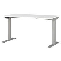SCHREIBTISCH 140/80/72-118 cm  in Silberfarben, Weiss  - Weiss/Silberfarben, Modern, Holzwerkstoff/Metall (140/80/72-118cm) - Novel