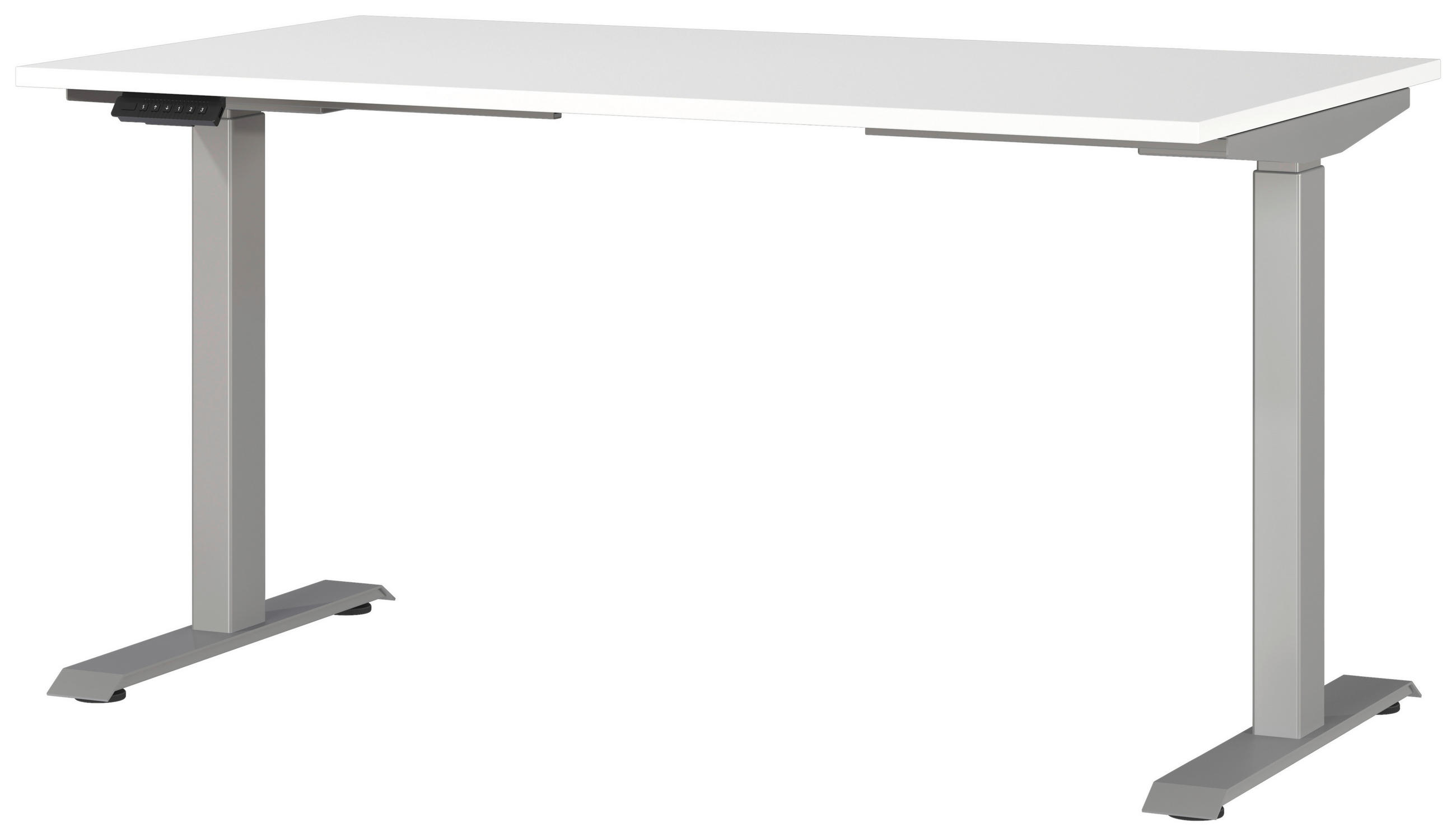 Novel Schreibtisch Silber, Weiß 80x72-118x140 cm