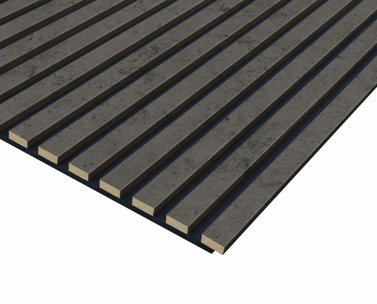 AKUSTIKPANEEL Beton Dunkel 3-seitig  foliert 57.25/1.9/267 cm  - Grau, KONVENTIONELL, Holzwerkstoff/Textil (57.25/1.9/267cm)